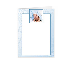Biglietto apribile per nascita con foto, sfondo celeste
