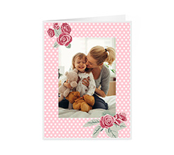 Biglietto pieghevole con Rose e pois per la festa della mamma