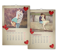 Calendario multipagina a4 con grafica cuori
