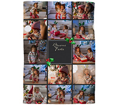 Coperta 220 x 150 cm con collage di foto e grafica di Natale