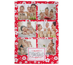 Coperta con collage di foto e grafica festa della mamma