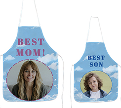 Coppia di grembiuli da cucina best mom celeste