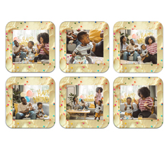 Calamite Quadrate pack da 6 con foto e grafica felice compleanno