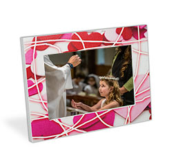 Cornice con decoro cuori e immagine Prima Comunione