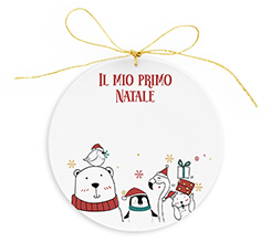 Decorazione in plexiglass grafica Primo Natale con animaletti