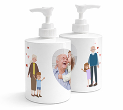 Dispenser sapone grafica nonni con nipoti