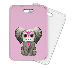 Targhetta da valigia in pelle con grafica elefantino