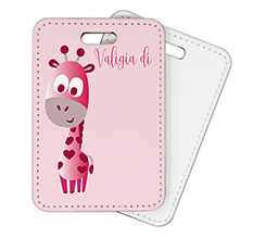 Targa da valigia in pelle con grafica giraffa colorata
