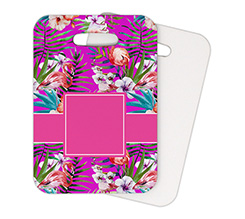 Etichetta valigia in legno da personalizzare con grafica floreale