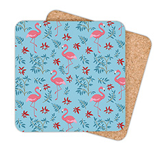 Sottobicchiere masonite quadrato Fenicotteri con fiori