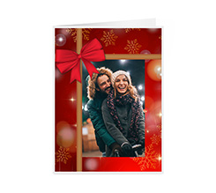 Biglietto augurale pieghevole con foto e grafica natalizia