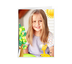 Biglietto pieghevole a 2 ante con foto e grafica per bambini