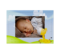 Puzzle con cornice formato A3 con foto e grafica giraffa per bambini