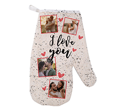 Guanti da forno con foto e grafica I Love You
