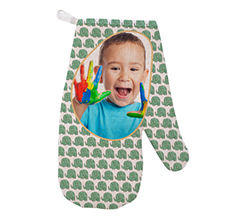 guanti da forno con foto e grafica elefantini verdi