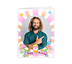 Biglietto pieghevole a 2 ante con grafica per compleanno