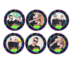 Calamite Rotonde Pack da 6 con foto e grafica icone compleanno