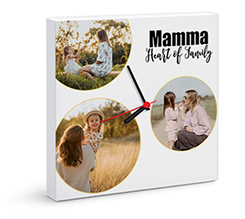 Orologio quadrato su tela Mamma heart of family