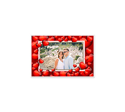 Bigliettini auguri con grafica cornice di cuori e foto