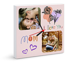 Orologio quadrato su tela I love you mom