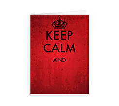 Biglietto auguri con scritta Keep Calm e sfondo rosso