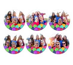 Calamite Rotonde Pack da 6 con foto e grafica palloncini colorati