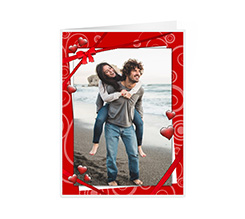 Biglietto auguri pieghevole con grafica di S. valentino e foto