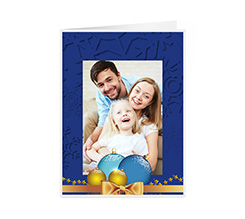 Biglietto auguri pieghevole con Grafica natalizia e foto di famiglia