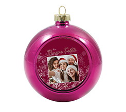 Pallina di natale in vetro con foto buone feste