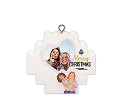 Pallina di natale in mattoncini con foto e grafica per amiche