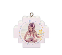Pallina di natale in mattoncini con foto e grafica cornice ballerina