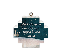 Pallina di natale in mattoncini con grafica frase amico