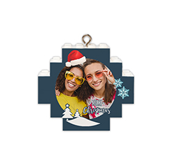 Pallina di natale in mattoncini con foto e grafica merry christmas