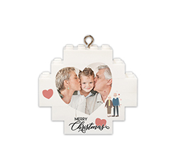 Pallina di natale in mattoncini con foto e grafica merry christmas nonni