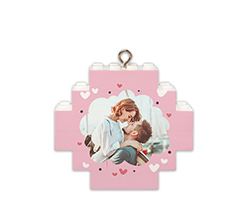 Pallina di natale in mattoncini con foto e grafica nuvoletta innamorati