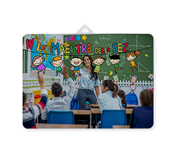 Pannello in legno orizzontale con foto e grafica Classe