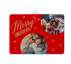 Pannello in legno orizzontale con foto collage e grafica Natalizia