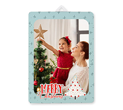 Pannello in legno verticale con foto Merry Christmas