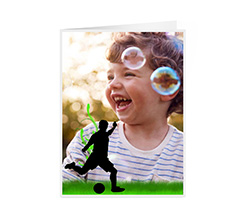 Card augurale personalizzata con foto e grafica calciatore