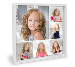 Plexiglass con cornice grafica collage 4 riquadri