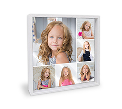 Plexiglass con cornice grafica collage 4 riquadri