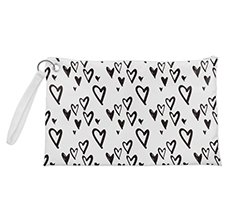 Pochette con grafica cuori neri