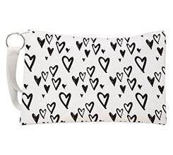 Pochette con grafica cuori neri