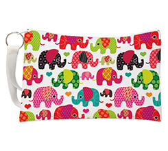 Pochette con grafica elefanti colorati
