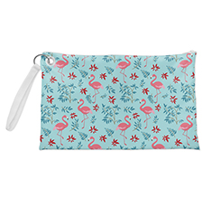 Pochette con grafica fenicotteri e fiori