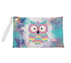 Pochette con grafica gufo colorato