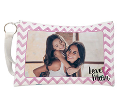 Pochette in tessuto personalizzata con foto e grafica love mum
