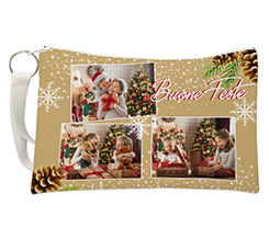 Pochette con grafica pigne natalizie