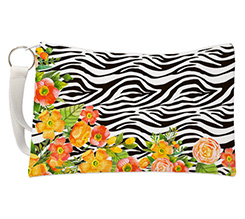Pochette beauty Zebrato con fiori