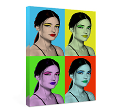 Pop art su tela 4 riquadri foto ragazza